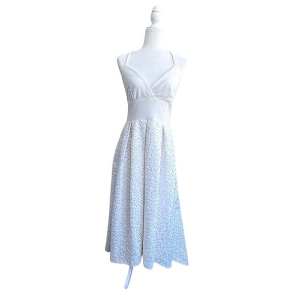 Hutch Bridal Ivory Cross Back Maxi Dress With Train And Pockets Women’s Sz 6 - Picture 1 of 14